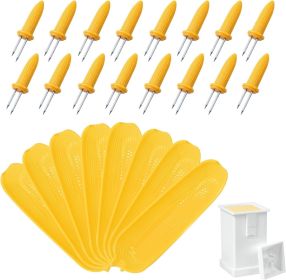 16 Pack Corn Cob Holders and 8 Pack Corn Dishes with Butter Spreader, Corn Dishes and Butter Spreader Set Kits