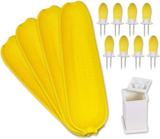 Corn Cob Holders Skewers BBQ Twin Prong Holders, Corn Dishes and Butter Spreader Set Kits, Includes 8 Corn Cob Holders