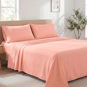 4pcs ultra-soft 85g sheet and pillowcase set, soft solid color, machine washable, suitable for all seasons, Christmas comfortable bedding set (Color: Pink, size: full(53.94''*74.8''))