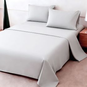 4-piece ultra-soft 85g bed sheet and pillowcase set. Soft and durable, solid color, machine washable (Color: light grey, size: queen(59.84''*79.92''))