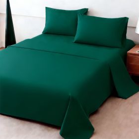 4pcs ultra-soft 85g sheet and pillowcase set, soft solid color, machine washable, suitable for all seasons, Christmas comfortable bedding set (Color: peacock blue, size: queen(59.84''*79.92''))