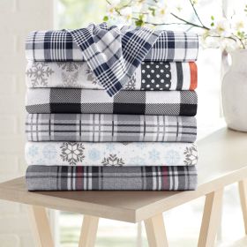 Kathy Ireland 100% Turkish Cotton Flannel Sheet Set (Color: Gray Blue Frost, size: CAL KING)