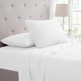 Bamboo 4 Piece Luxury 3 Line Embroidered Sheet Set (Color: White, size: Twin XL)